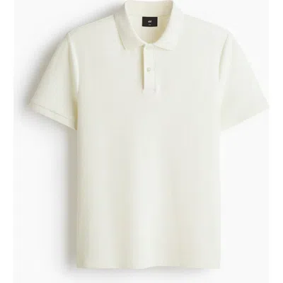 H&m Slim Fit Jacquard-knit Polo Shirt In Neutral