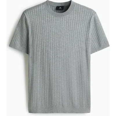 H&m Slim Fit Knitted T-shirt In Blue