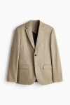 H&m Slim Fit Linen Jacket In Green