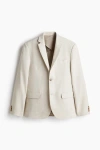 H&m Slim Fit Linen Jacket In Neutral