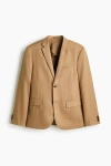 H&m Slim Fit Linen Jacket In Brown