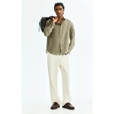 H&m Slim Fit Linen Shirt In Green