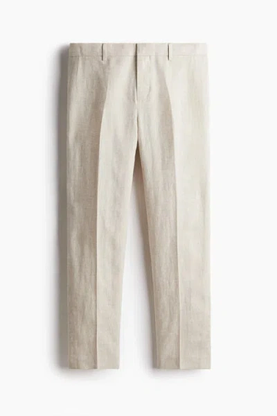H&m Slim Fit Linen Suit Trousers In Multi