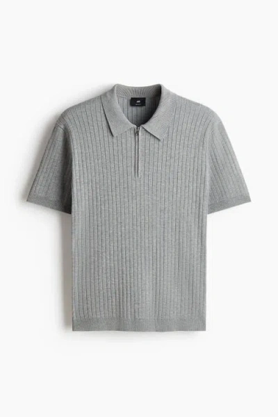 H&m Slim Fit Polo Shirt In Gray