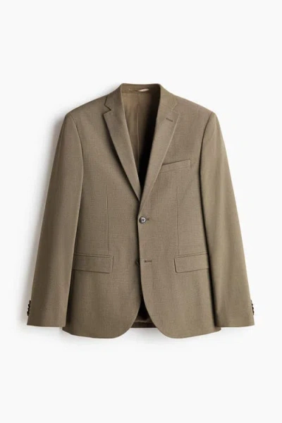 H&m Slim Fit Single-breasted Jacket In Brown