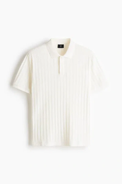 H&m Slim Fit Textured Jersey Polo Shirt In Multi