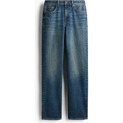 H&m Slim Straight High Waist Jeans In Blue