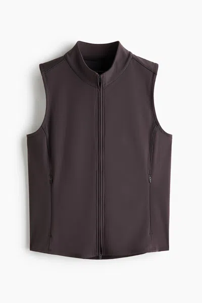H&m Slim-fit Running Vest With Sculptmove In Brown