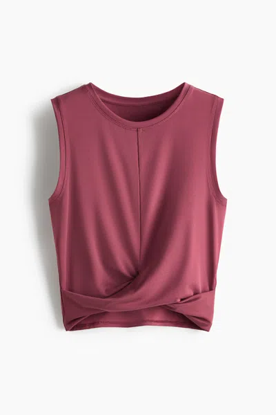 H&m Slim-fit Twist-detail Sports Tank Top In Pink