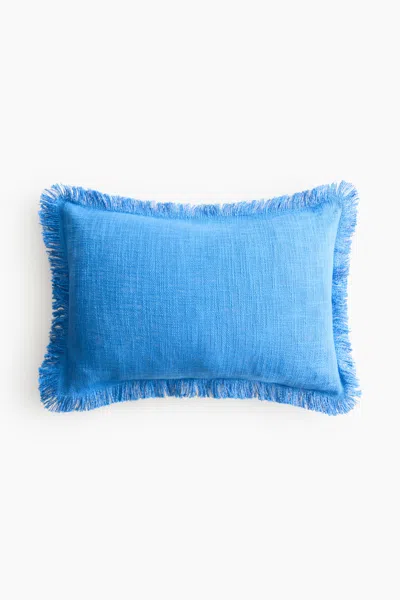 H&m Slub-weave Cushion Cover In Bright Blue