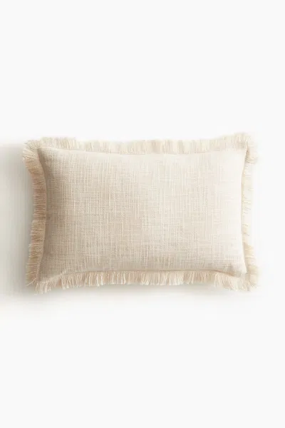 H&m Slub-weave Cushion Cover In Light Beige