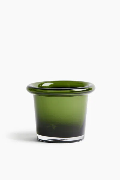 H&m Small Glass Plant Pot In Green