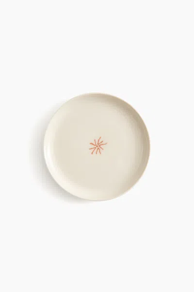 H&m Small Stoneware Plate With Motif In Neutral