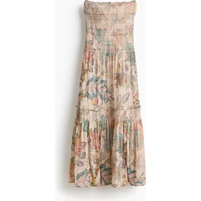 H&m Smocked Bandeau Dress In Brown