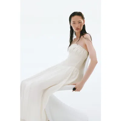 H&m Smocked Bandeau Dress In White