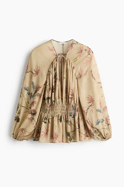 H&m Smocked Blouse In Multi