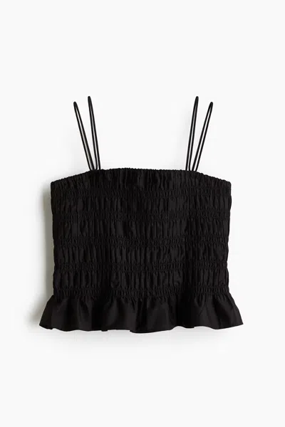 H&m Smocked Camisole Top In Black