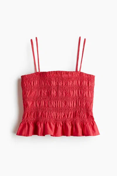 H&m Smocked Camisole Top In Red