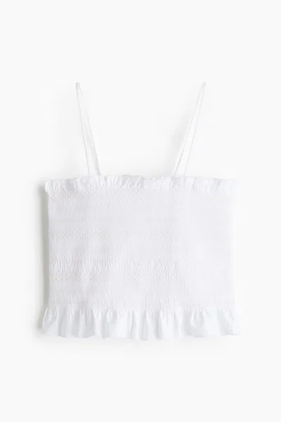 H&m Smocked Camisole Top In White