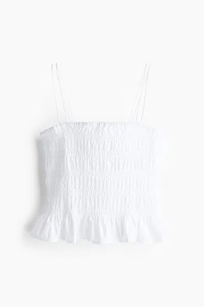 H&m Smocked Camisole Top In White