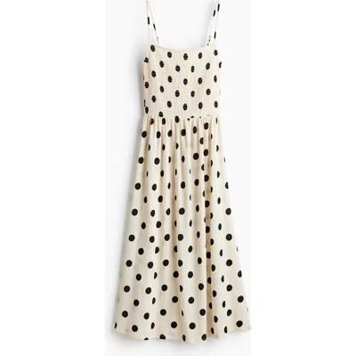 H&m Smocked Strappy Dress In Neutral