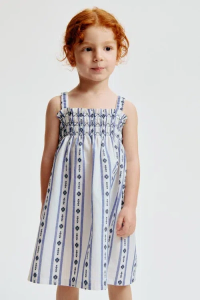 H&m Kids'  Smocked Strappy Dress In White