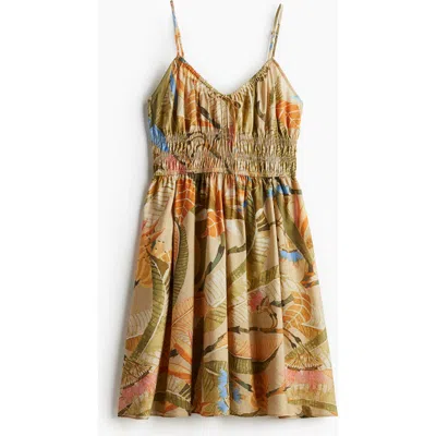 H&m Smocked Strappy Dress In Multi