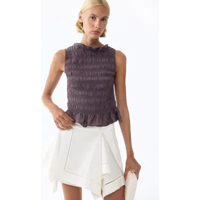 H&m Smocked Top In Brown