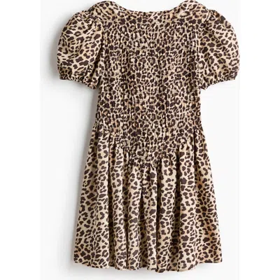 H&m Smocked-bodice Dress In Brown