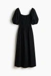 H&m Smocked-waist Dress In Black