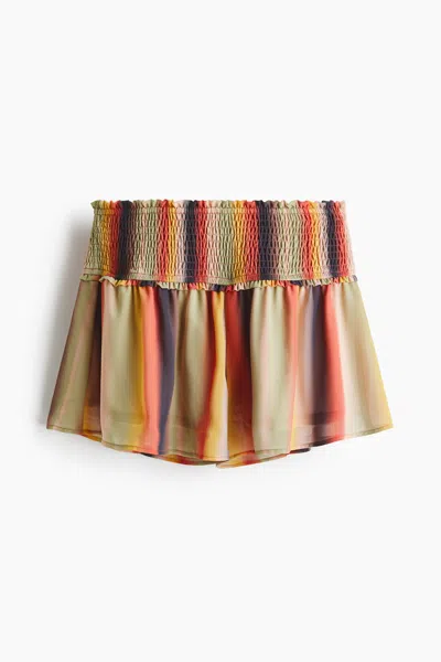 H&m Smocked-waist Mini Shorts In Multi