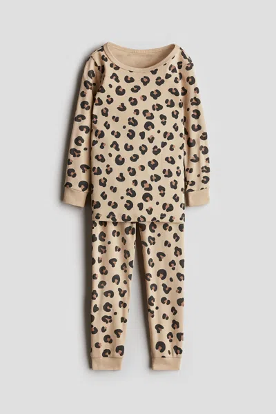 H&m Snug-fit Printed Cotton Pajamas In Multi