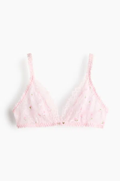 H&m Soft-cup Lace Bra In Pink