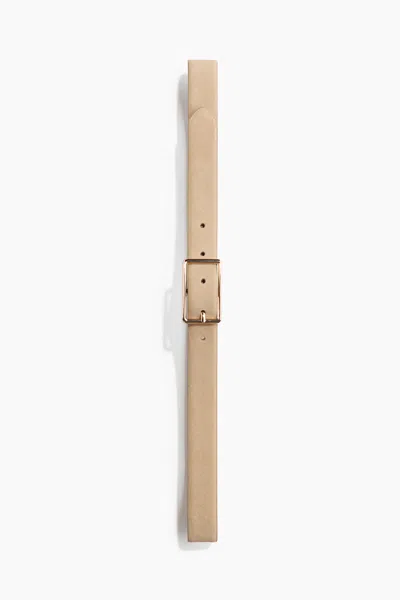 H&m Split Leather Belt In Beige
