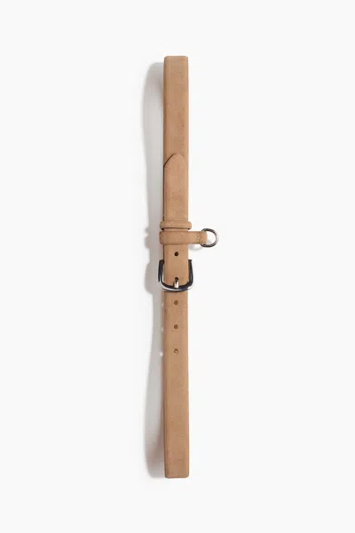 H&m Split Leather Belt In Beige