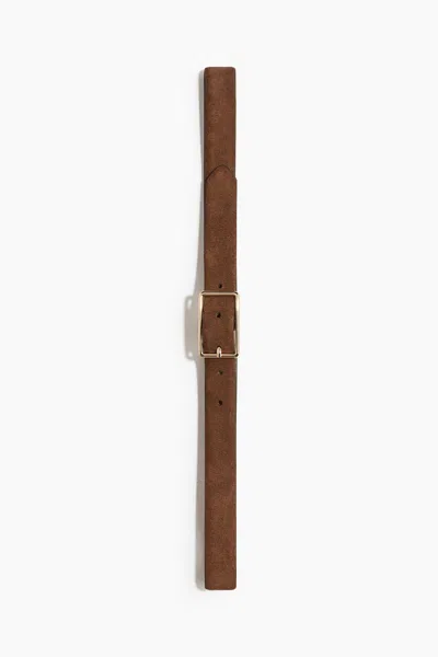 H&m Split Leather Belt In Brown