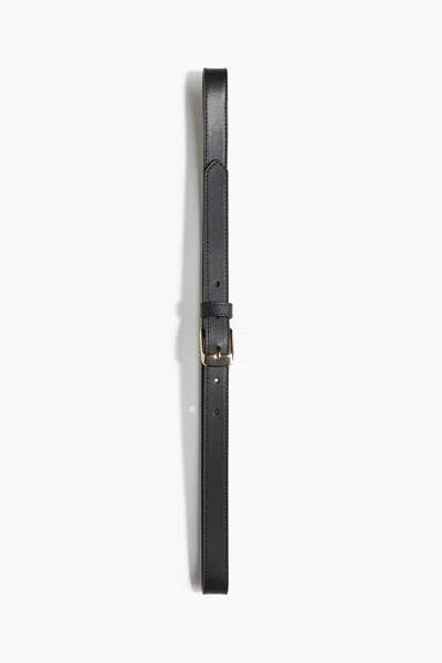 H&m Split Leather Belt In Dark Green
