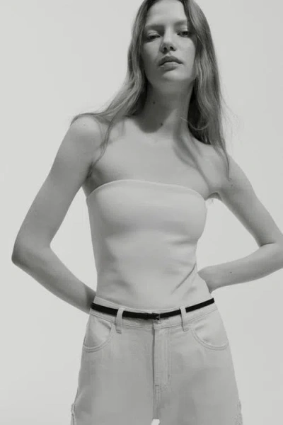 H&m Split Leather Waist Belt In Black