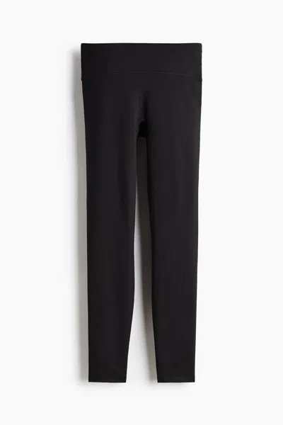 H&m Sports Fleece Leggings With Softmove In Black