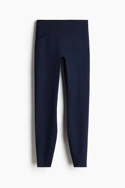 H&m Sports Leggings With Sculptmove In Navy Blue