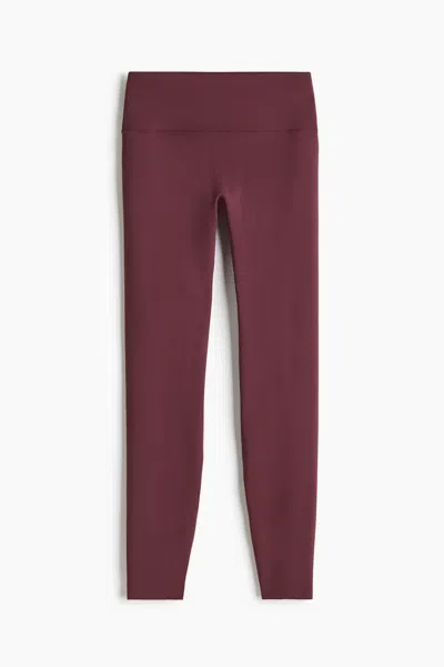 H&m Sports Leggings With Softmove In Burgundy