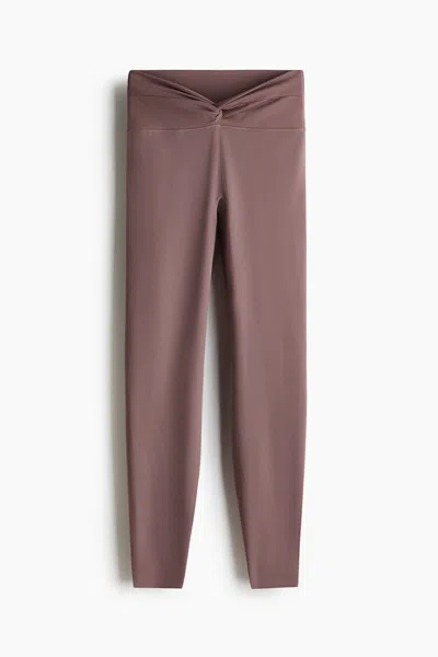 H&m Sports Leggings With Softmove In Brown