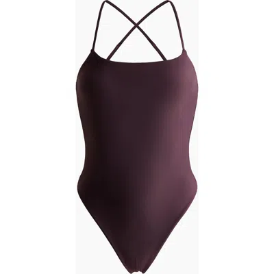 H&m Sports Swimsuit With Lycra® Xtra Life In Burgundy