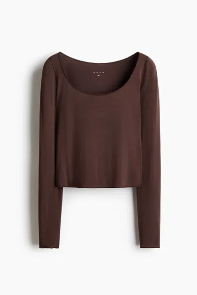 H&m Sports Top In Modal In Choco Mocha