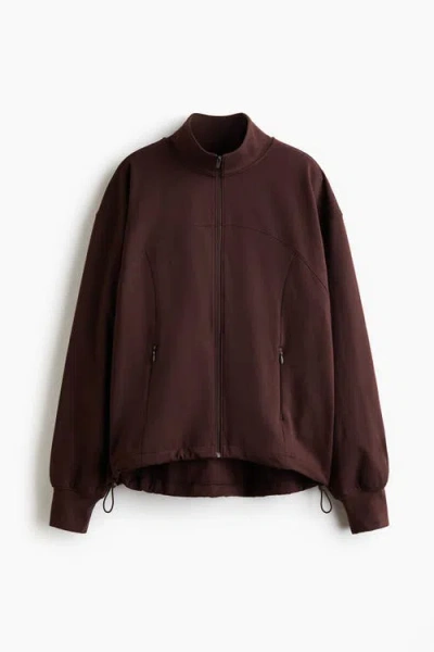 H&m Sports Track Jacket With Softmove In Brown