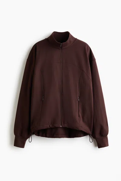 H&m Sports Track Jacket With Softmove In Brown