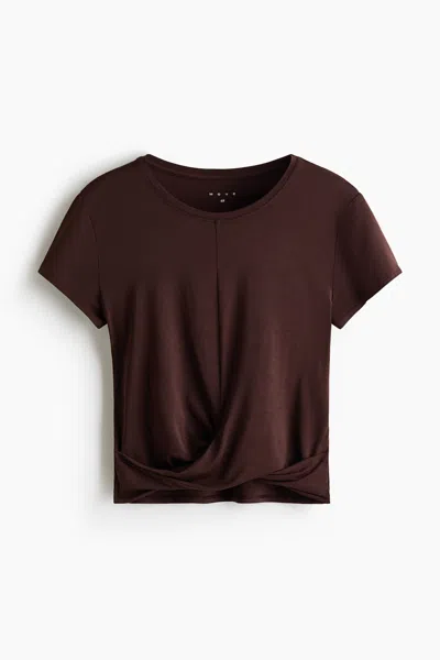H&m Sports T-shirt With Drymove In Burgundy