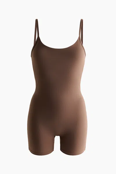 H&m Sports Unitard With Softmove In Brown