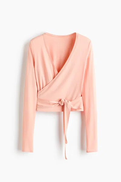 H&m Sports Wrap Top In Modal In Pink