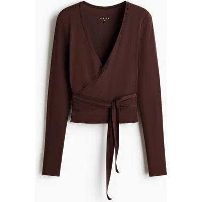 H&m Sports Wrap Top In Modal In Brown